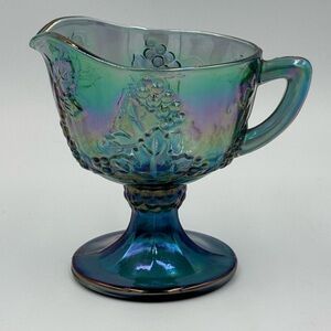 Indiana Glass Harvest Grape Blue Carnival Glass Creamer